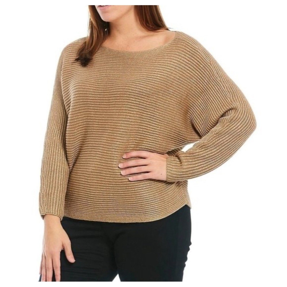 New $125 Ralph Lauren Metallic Gold Boatneck Pullover Sweater